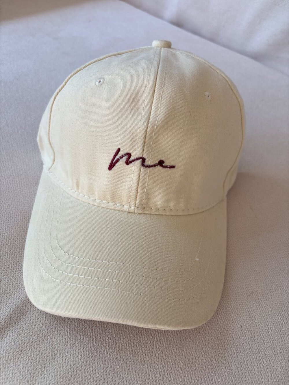 Cream Embroidered Baseball Cap